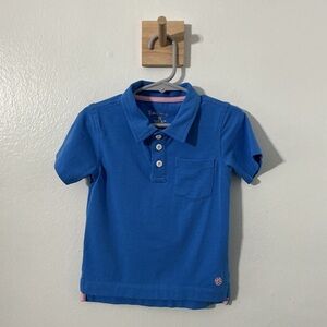 Lilly Pulitzer Kids Coastal Blue Pima Cotton Short Sleeve Polo Shirt XS (2-3)